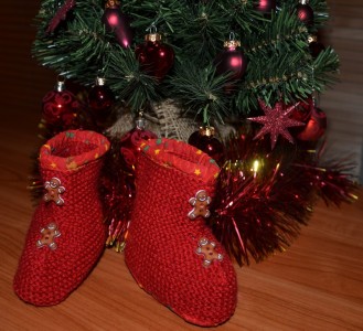 chaussons de bébé en tricot Noël